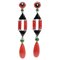 Boucles d'Oreilles Pendantes en Corail, Onyx, Tsavorite, Diamants et Platine, 1950s, Set de 2 1