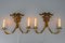 Apliques de dos luces con cabeza de carnero Palladio de metal dorado y madera dorada, años 60. Juego de 2, Imagen 8