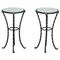 English Wrought Iron & Marbled Glass Side Tables, Set of 2 1