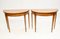 Demi Lune Walnut Console Tables in the Style of Adams, Set of 2 1