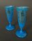 Antique Opaline Cornet Vases with Blue Background and Gilt Highlights, 1800s, Set of 2 3