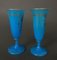 Vases Cornet Antiques en Opalin avec Fond Bleu et Rehauts de Doré, 1800s, Set de 2 5