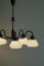 Danish Modern Five-Headed Chandelier in Opal Glass and Brass, 1940s 3