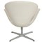 Swan Chair in White Leather by Arne Jacobsen for Fritz Hansen, 1980s 3