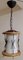 Lampada da soffitto Mid-Century, Germania con struttura in legno di acero, filo nero e paralume in ottone e vetro bianco crema, Immagine 2