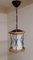 Mid-Century German Ceiling Lamp with Frame Maple Wood, Black Wire and Brass & Cream-White Glass Shade 1