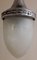 Tropfenförmige Jugendstil Deckenlampe mit vernickelter Fassung, Kette und Skai für geschliffenen Glasschirm, 1890er 5