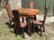 Brutalist Leather Dining Table & Chairs, 1960s, Set of 5 1