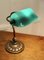 Early 20th Century Copper and Green Glass Barristers Desk Lamp, 1920s, Image 1