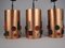Lámparas colgantes vintage de cobre con inserciones de plástico de colores, años 70. Juego de 3, Imagen 4