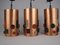 Vintage Pendant Lights in Copper with Colored Plastic Inserts, 1970s, Set of 3 4