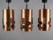 Vintage Pendant Lights in Copper with Colored Plastic Inserts, 1970s, Set of 3 1