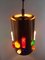 Lámparas colgantes vintage de cobre con inserciones de plástico de colores, años 70. Juego de 3, Imagen 7