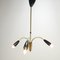 Lámpara de techo italiana de tres brazos con latón, años 60, Imagen 6
