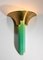 Große französische Art Deco Wandlampe aus Glas & Messing von Perzel, 1940er 5