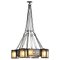 Französische Art Deco Deckenlampe aus Schmiedeeisen & geometrischem Milchglas, 1930er 2