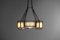 French Art Deco Wrought Iron and Geometric Frosted Glass Ceiling Light, 1930s 5