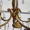 Vintage Golden Brass Chandelier with Crystal Drops 3