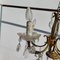 Vintage Golden Brass Chandelier with Crystal Drops 2
