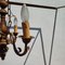 Lámpara de araña vintage con tres brazos de metal y madera, Imagen 4