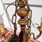 Lámpara de araña vintage con tres brazos de metal y madera, Imagen 5