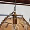 Vintage Metal and Glass Ceiling Light with Silk Shade, Image 5