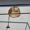 Vintage Metal and Glass Ceiling Light with Silk Shade, Image 7
