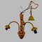Lámpara de araña vintage de madera con tres brazos, Imagen 1