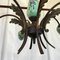 Lámpara de araña en metal y cerámica pintada a mano, Imagen 4