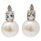 14 Karat Rose Gold Earrings with Pearls, Aquamarine, Diamonds, Set of 2 1