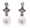 14 Karat White Gold Earrings with Pearls, Diamonds, Rubies, 1970s, Set of 2 3