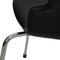 Chaises de Salle à Manger Rembourrées en Cuir Noir Classique par Arne Jacobsen pour Fritz Hansen, Set de 6 10