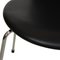 Sedie da pranzo rivestite in pelle nera di Arne Jacobsen per Fritz Hansen, set di 6, Immagine 9