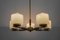 Swedish Brass Lamp with White Glass Shades, 1960s 5