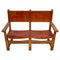 Vintage French Castle Bench in Oak and Leather, 1920s, Image 6