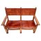 Vintage French Castle Bench in Oak and Leather, 1920s 4