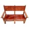 Vintage French Castle Bench in Oak and Leather, 1920s, Image 4