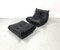 French Togo Lounge Chair with Ottoman in Black Leather by Michel Ducaroy for Ligne Roset, 1970s, Set of 2, Image 9