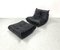 Set of French Togo Lounge Chair with Ottoman in Black Leather by Michel Ducaroy for Ligne Roset, 1970s 9