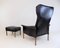 Leather Chair with Ottoman by Hans Olsen, 1960, Set of 2 3