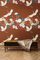 Flowers and Storks Brown Fabric Wall Covering by Chiara Mennini for Midsummer-Milano 2