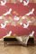 Flowers and Storks Red Fabric Wall Covering by Chiara Mennini for Midsummer-Milano 2