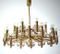 Large Eighteen-Arm Gold-Plated Brass Chandelier, 1970s 1