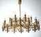 Large Eighteen-Arm Gold-Plated Brass Chandelier, 1970s, Image 1