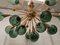 Kugelförmiger Murano Sputnik Kronleuchter aus grünem Glas & Messing, 1990 3