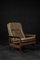 Mid-Century Danish Modern Teak Wood & Brown Leather High Armchair with Reclining Backrest, 1960s, Image 1
