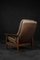 Mid-Century Danish Modern Teak Wood & Brown Leather High Armchair with Reclining Backrest, 1960s, Image 11