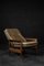 Mid-Century Danish Modern Teak Wood & Brown Leather High Armchair with Reclining Backrest, 1960s 3