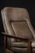 Poltrona Mid-Century moderna in teak e pelle marrone con schienale reclinabile, Danimarca, anni '60, Immagine 2