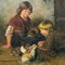 Van Barren, Children and Rabbits, 1871, Oil on Panel, Framed 4